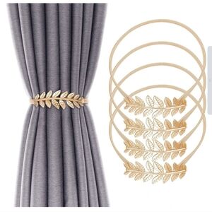 New 4 Gold Curtain Tiebacks Spring Design Holdback Leaf Home Decor